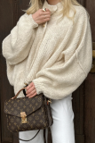 Casual Daily Solid Color Buttons O Neck Outerwear