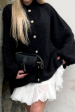 Casual Daily Solid Color Buttons O Neck Outerwear