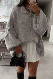 Casual Daily Solid Color Buttons O Neck Outerwear