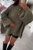 Casual Daily Solid Color Buttons O Neck Outerwear