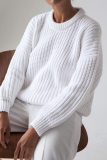 Casual Daily Solid Color Weave O Neck Tops