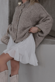 Casual Daily Solid Color Buttons O Neck Outerwear