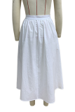Casual Daily Solid Color Pocket Buttons Loose High Waist Type A Solid Color Bottoms
