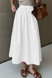 Casual Daily Solid Color Pocket Buttons Loose High Waist Type A Solid Color Bottoms