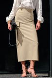 Daily Elegant Solid Color Slit Zipper Regular High Waist Straight Solid Color Bottoms