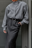 Casual Solid Color Pocket Buttons Gross Mandarin Collar Outerwear