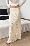Sexy Solid Color Lace Straight Solid Color Bottoms
