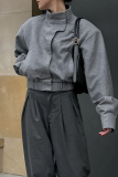 Casual Solid Color Pocket Buttons Gross Mandarin Collar Outerwear