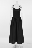 Casual Street Solid Color Pocket Patchwork U Neck Sling Dresses