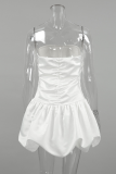 Sexy Solid Color Ruffle Ruched Strapless Strapless Dresses