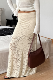 Sexy Solid Color Lace Straight Solid Color Bottoms