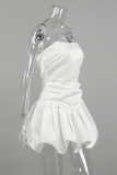 Sexy Solid Color Ruffle Ruched Strapless Strapless Dresses