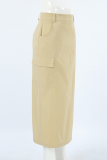 Daily Elegant Solid Color Slit Zipper Regular High Waist Straight Solid Color Bottoms