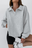 Casual Daily Solid Color Buttons Turndown Collar Tops