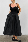 Casual Street Solid Color Pocket Patchwork U Neck Sling Dresses