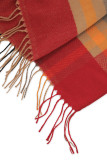 Casual Daily Plaid Fringed Trim Contrast V Neck Outerwear