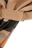 Casual Daily Plaid Fringed Trim Contrast V Neck Outerwear