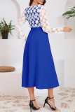 Daily Elegant Solid Color Lace Lace Up Contrast V Neck A Line Dresses