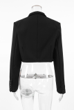 Casual Daily Solid Color Buttons Patchwork Mandarin Collar Outerwear