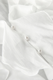 Elegant Solid Color See-Through Ruffle Lotus Leaf Collar Tops