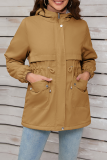 Casual Street Solid Color Draw String Lace Up Fluffy Hooded Outerwear