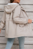 Casual Street Solid Color Draw String Lace Up Fluffy Hooded Outerwear