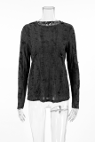 Casual Street Solid Color Ripped Distressed O Neck Tops