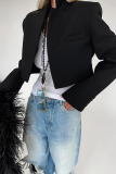 Casual Daily Solid Color Buttons Patchwork Mandarin Collar Outerwear