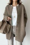Casual Solid Color Gross O Neck Outerwear(wool felt style)