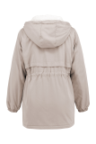 Casual Street Solid Color Draw String Lace Up Fluffy Hooded Outerwear