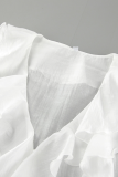 Elegant Solid Color See-Through Ruffle Lotus Leaf Collar Tops