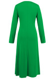 Casual Solid Color Slit Ruched V Neck Long Sleeve Two Pieces