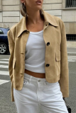 Casual Daily Solid Color Buttons Turndown Collar Outerwear