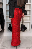 Elegant Solid Color Sequins Regular High Waist Solid Color Bottoms