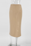 Casual Street Solid Color Slit Zipper Regular Straight Solid Color Bottoms