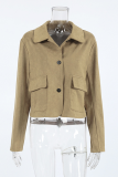 Casual Daily Solid Color Buttons Turndown Collar Outerwear