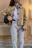 Casual Daily Solid Color Buttons Turndown Collar Outerwear