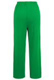 Casual Solid Color Slit Ruched V Neck Long Sleeve Two Pieces
