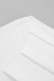 Sexy Solid Color Ruched Oblique Collar Tops