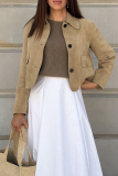 Casual Daily Solid Color Buttons Turndown Collar Outerwear
