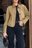 Casual Daily Solid Color Buttons Turndown Collar Outerwear
