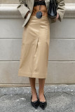 Casual Street Solid Color Slit Zipper Regular Straight Solid Color Bottoms