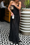 Sexy Solid Color See-Through Backless V Neck Sling Dresses