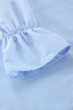 Casual Solid Color Buttons Patchwork Turndown Collar Tops