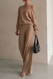 Casual Solid Color Irregular Oblique Collar Long Sleeve Two Pieces