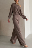 Casual Solid Color Irregular Oblique Collar Long Sleeve Two Pieces