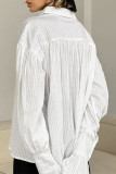 Casual Solid Color Jacquard Buttons Texture Turndown Collar Tops
