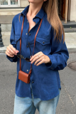 Casual Daily Solid Color Buttons Turndown Collar Tops