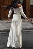 Sexy Solid Color Patchwork Ruched Without Belt Off Shoulder Long Dresses(No waist belt)