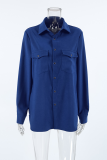 Casual Daily Solid Color Buttons Turndown Collar Tops